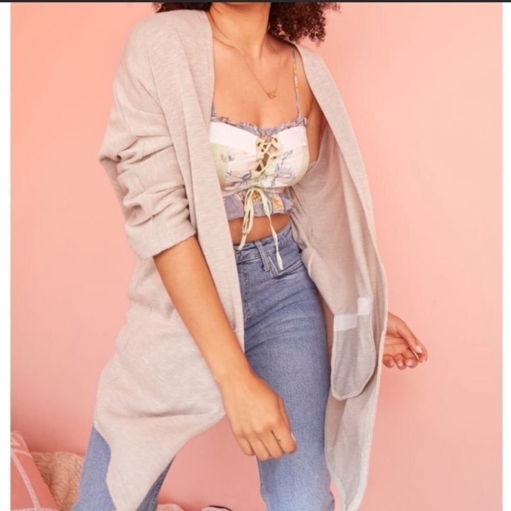 DONNI Ribbed open front airport cardigan travel lagenlook